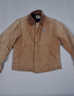 VTG 90s Carhartt J02 BRN USA Mens  Arctic Quilted Lined Duck Canvas Jacket L/XL
